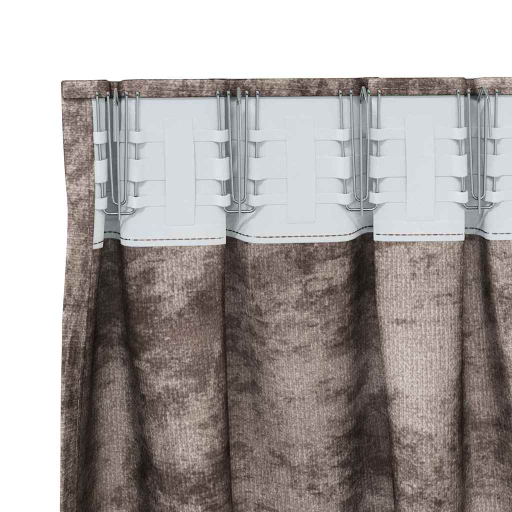 Curtain with Curtains 2 pcs Cappuccino 245 x 140 cm Velvet